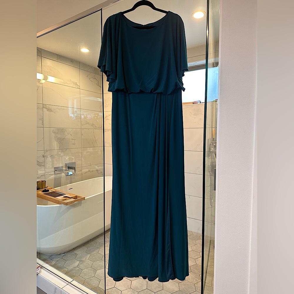 Floor length BHLDN emerald green Lena Dress, size 18, never worn